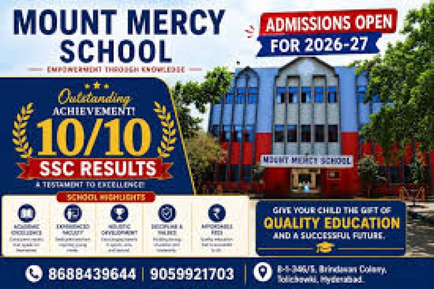 School building of Mount Mercy School in Hyderabad with trees and open courtyard