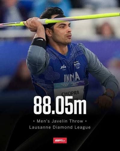 Neeraj Chopra finishes second at Lausanne Diamond League with 88.05m throw