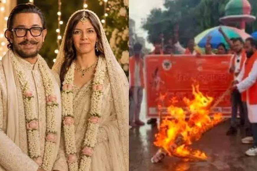 Bajrang Dal burns Aamir Khan’s effigy over Gauri Spratt marriage