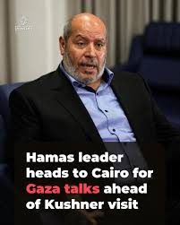 Hamas chief heads to Cairo for talks ahead of Kushner visit