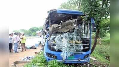 Six killed, 12 injured as bus rams truck near Kodad in Suryapet district