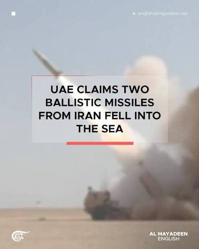 Iran Launched 2 Ballistic Missiles, 1 Fell In Our Territorial Waters: UAE