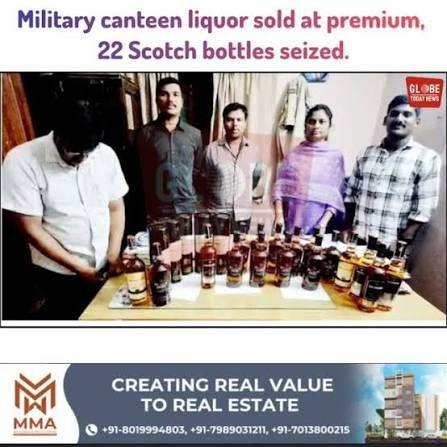 Military canteen liquor sold at premium, 22 Scotch bottles seized