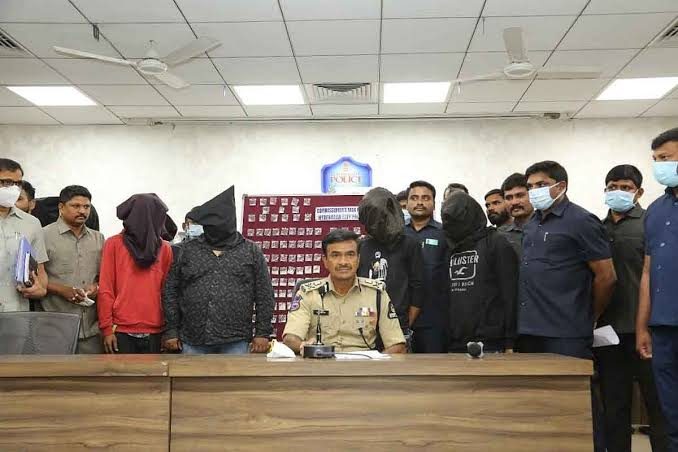Hyderabad CCS team with arrested drug peddlers among senior citizens