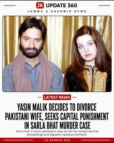Yasin Malik's dramatic affidavit: Not guilty, seeks death, divorces wife