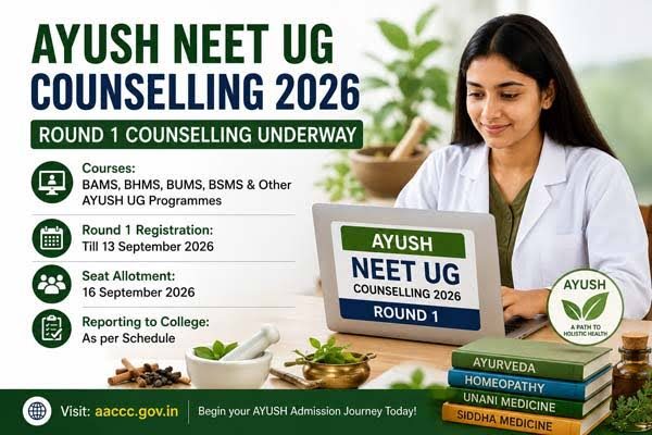 AYUSH NEET UG Counselling 2026: Round 1 Seat Allotment Result On September 16