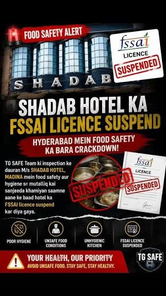 Shadab licence suspended, two cafés shut in food safety crackdown
