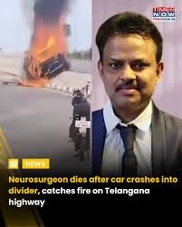 CCTV Footage Shows Moment Telangana Neurosurgeon's Car Hit Divider, Burst Into Flames