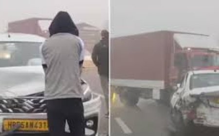 Dense Fog Causes Multi-Vehicle Crash On Delhi–Sonipat Road Near Bahalgarh