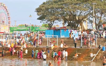 Special facilities set up at Medaram Maha Jatara for  holy dips at bathing ghats,jpg