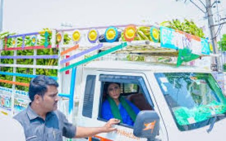 Sharmila drives banana truck to highlight farmers’ plight