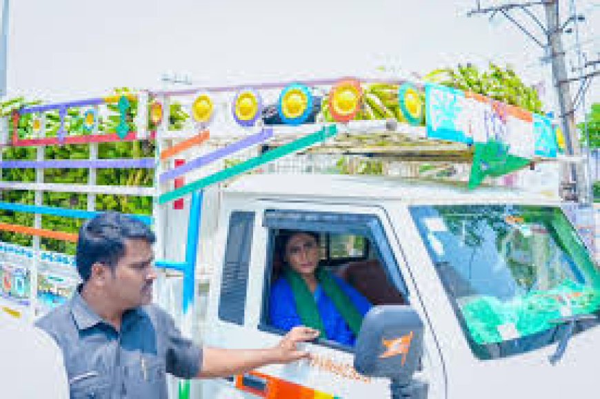 Sharmila drives banana truck to highlight farmers’ plight