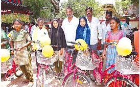 Minister distributes cycles, launches development projects in Addanki