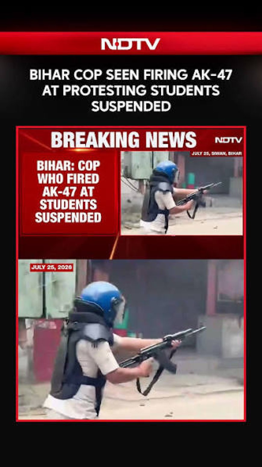 Bihar cop suspended for firing AK-47 rifle at protesting students